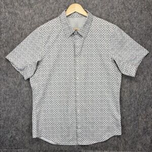 Lululemon Airing Easy Shirt Men Medium Geometric Short Sleeve Athleisure Stretch